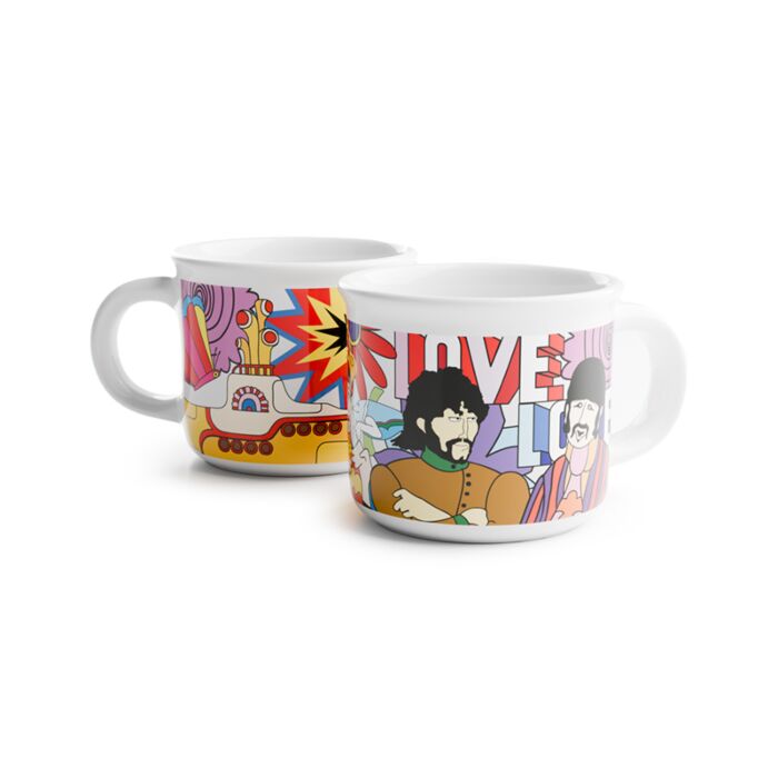 Set de 2 Tazas de Café de Porcelana Yellow Submarine Submarino Amarillo