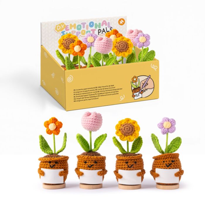 Flores de crochet  con mensaje reconfortantes - Tarjeta en Blanco