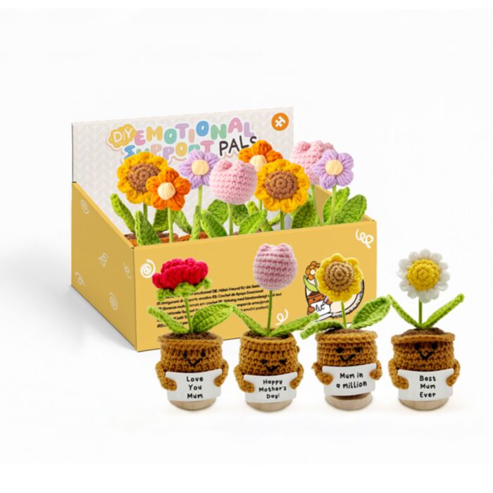 Flores de crochet  con mensaje reconfortantes - Día de la Madre
