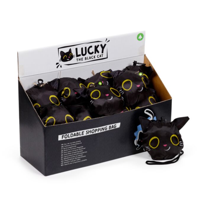 Bolsa Plegable de RPET Gato Negro Lucky the Black Cat