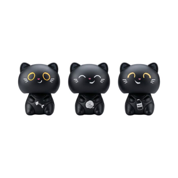 Mini Muñeco Solar Gato Negro Lucky The Black Cat