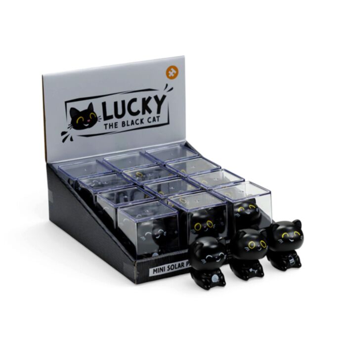 Mini Muñeco Solar Gato Negro Lucky The Black Cat