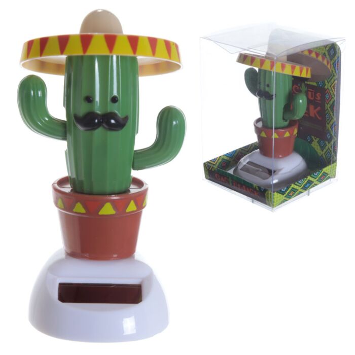 Muñeco Solar Cactus con Sombrero Mexicano