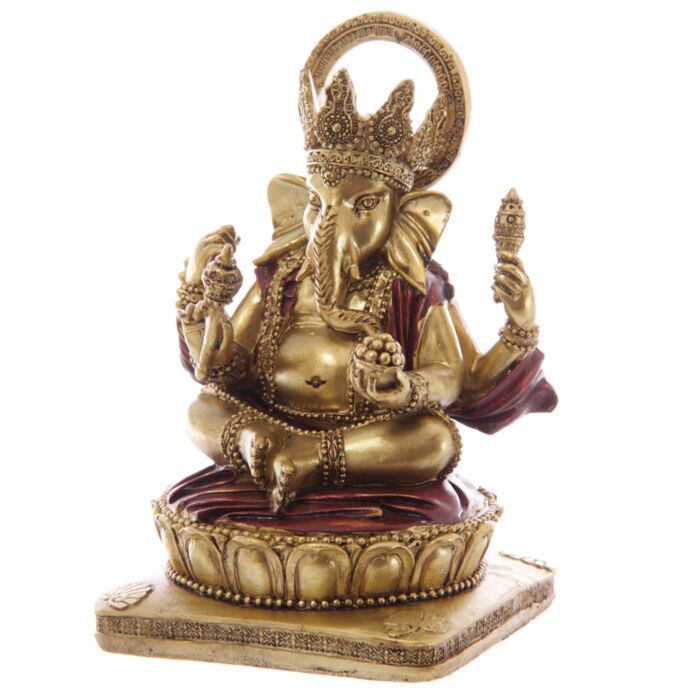Figura Ganesh Dorada y Roja 14cm