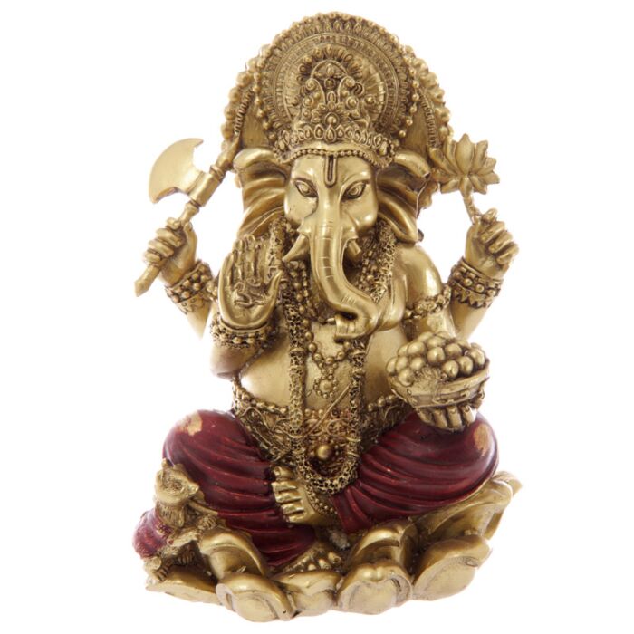 Figura Ganesh Dorada y Roja 16cm
