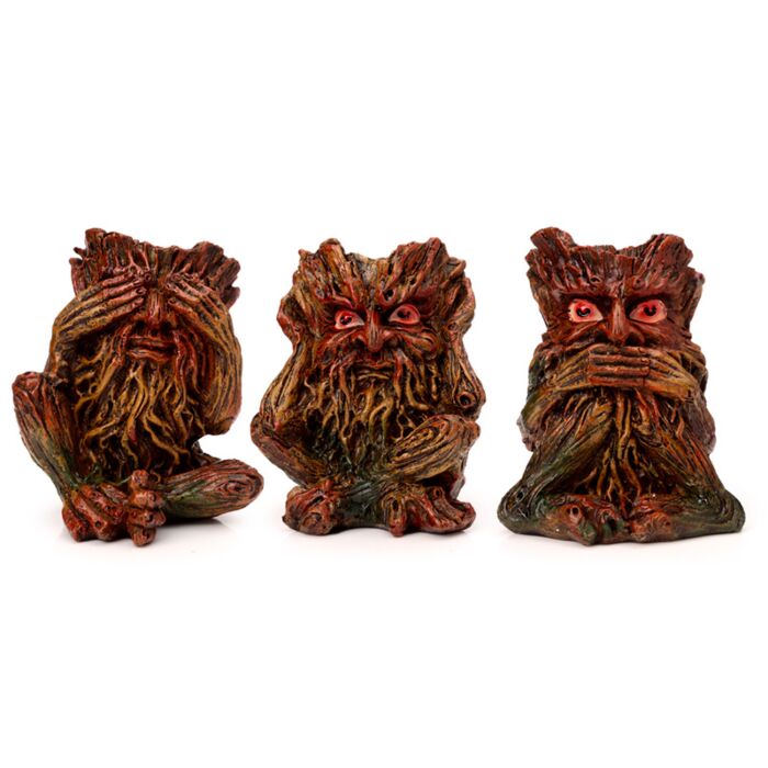 Set de 3 Figuras Hombre del Árbol No Hablo, No veo, No escucho