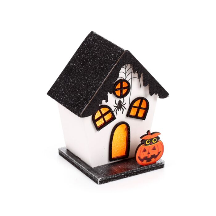 Casa Decorativa LED de Halloween Casa de Calabaza Espeluznante y Araña