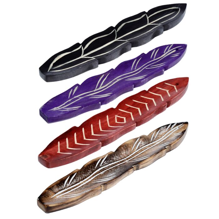 Quemador de Varillas Incienso Madera de Mango Forma de Pluma