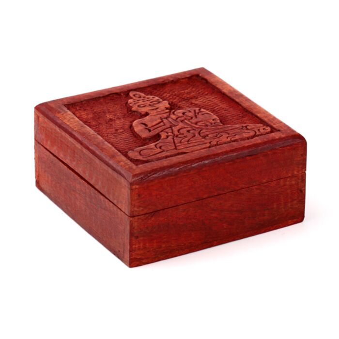 Cajita Joyero de Madera Buda Tailandés Grabado