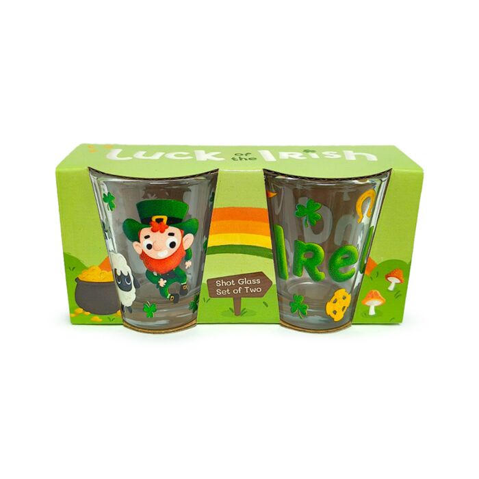 Set de 2 Vasos de Chupito de Cristal Duende de la Suerte