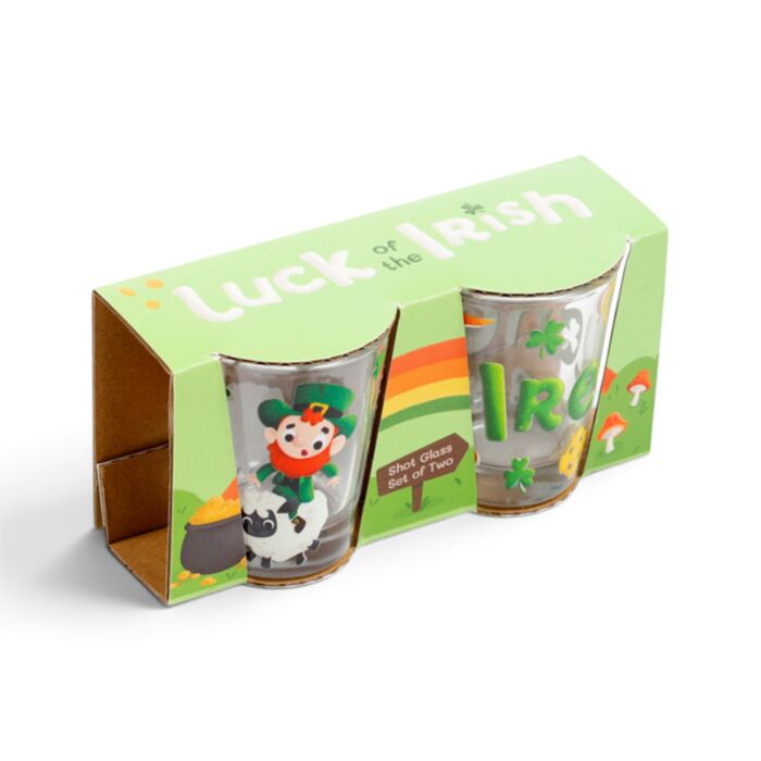 Set de 2 Vasos de Chupito de Cristal Duende de la Suerte