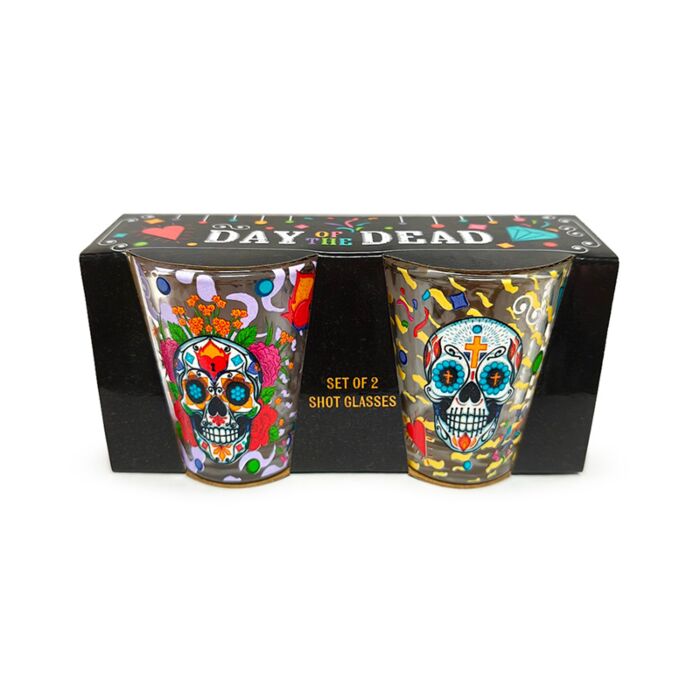 Set de 2 Vasos de Chupito de Cristal Día de los Muertos 