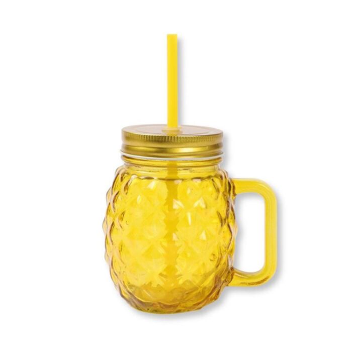 Jarra de Cristal con Tapa y Pajita forma de Piña Foodiemals 