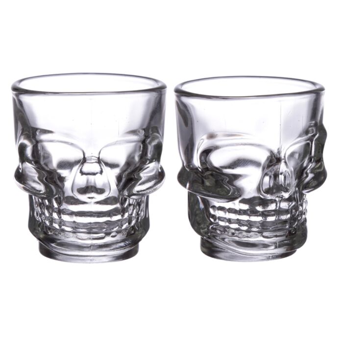Set de 2 Vasos de Chupito de Cristal Calavera 60ml