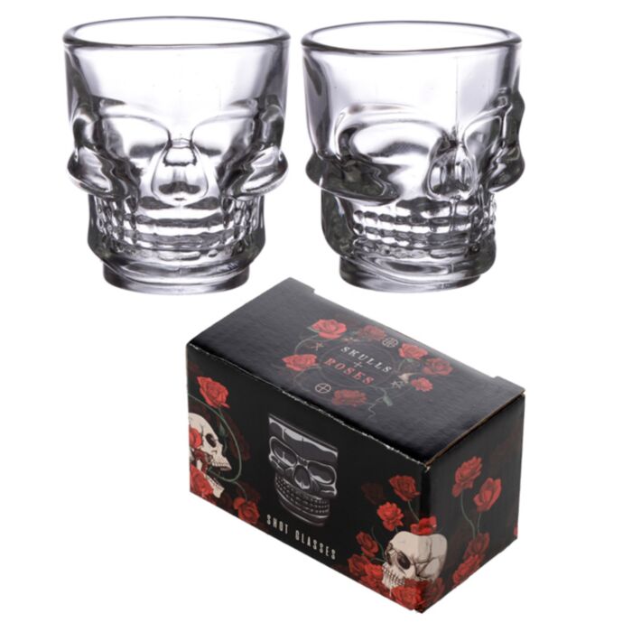 Set de 2 Vasos de Chupito de Cristal Calavera 60ml