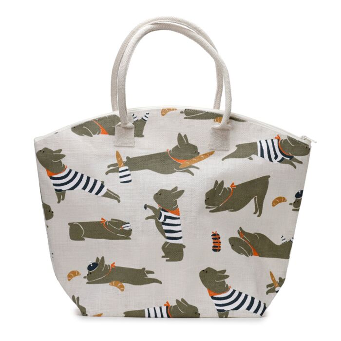 Bolsa de Playa de Yute Bertrand Perro Bulldog Francés Ladridos Barks