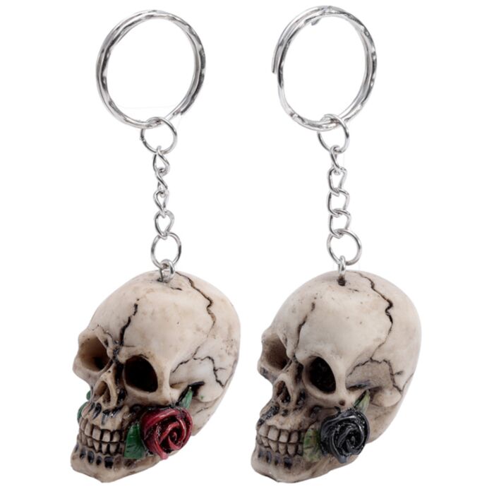 Llavero 3D con Forma Calavera y Rosas
