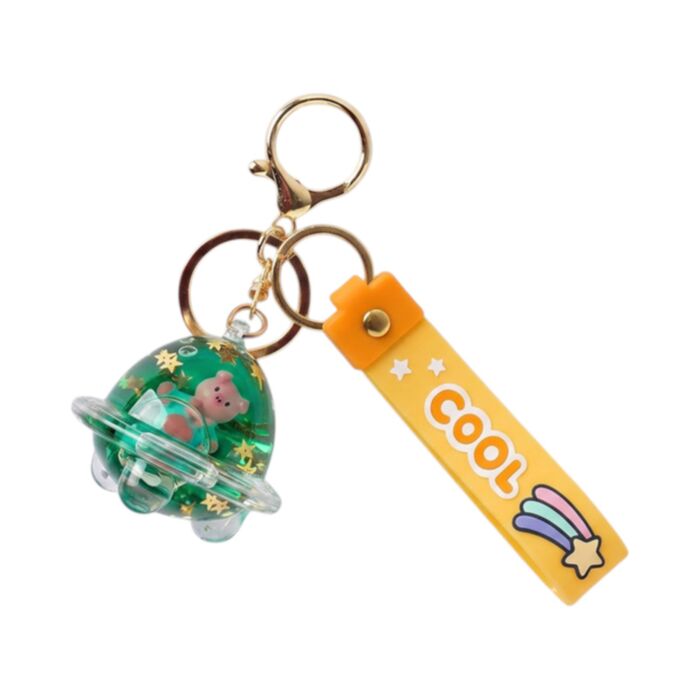 Llavero de PVC con charm Quirkeys Cerdo en Nave Espacial 