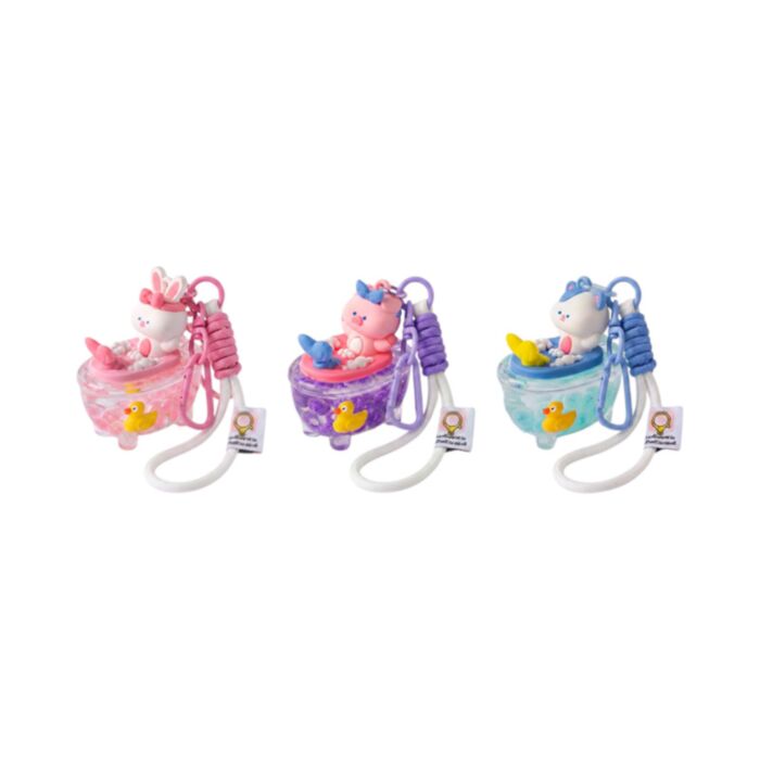Llavero con charm QuirKeys de Animales Adorables en Bañera con Burbujas