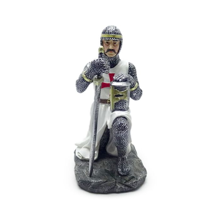 Figura Caballero Medieval arrodillado con espada y casco