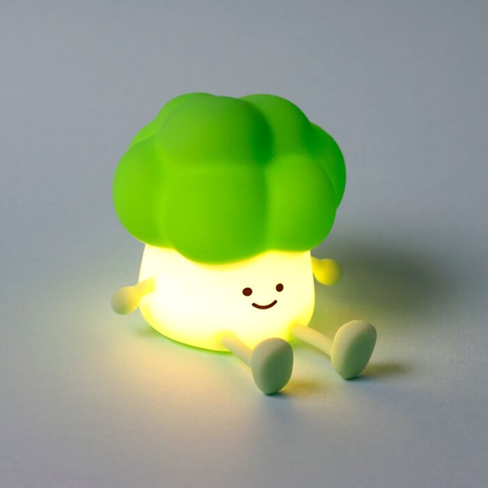 Lámpara de noche LED con forma de Brócoli Foodiemals con Luz Nocturna y Soporte para Móvil