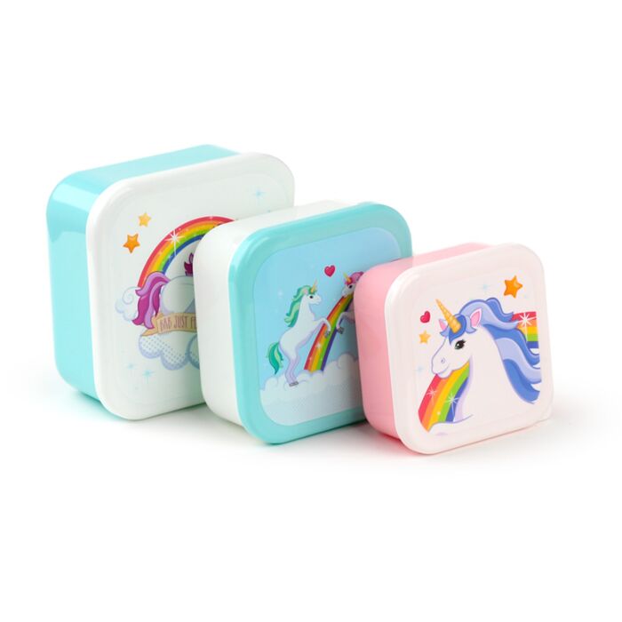 Set de 3 Fiambreras Táper Infantiles Unicornio Aroíris