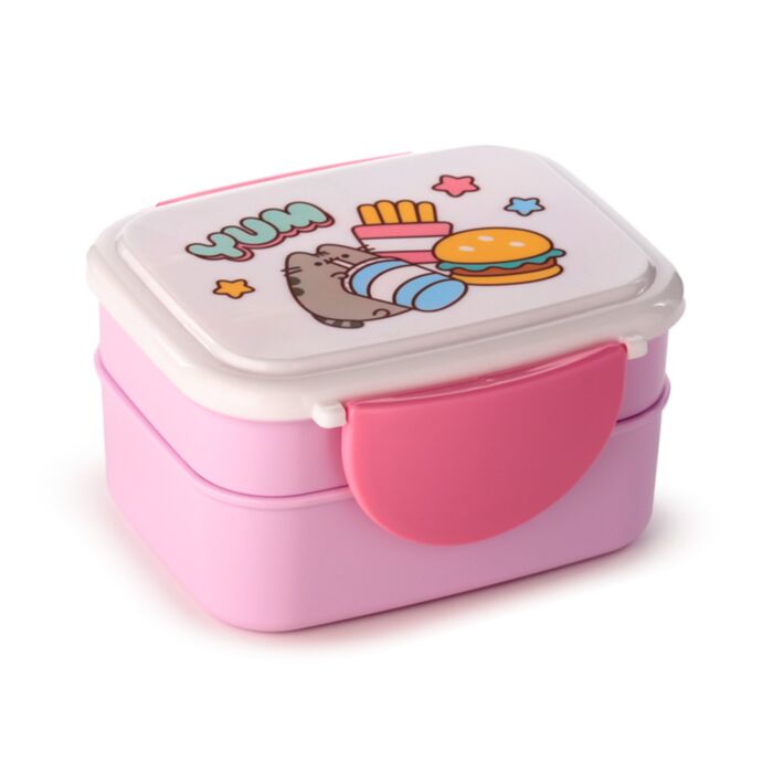 Fiambrera Táper Bento con Cierre en Clip y Cubiertos Gato Pusheen