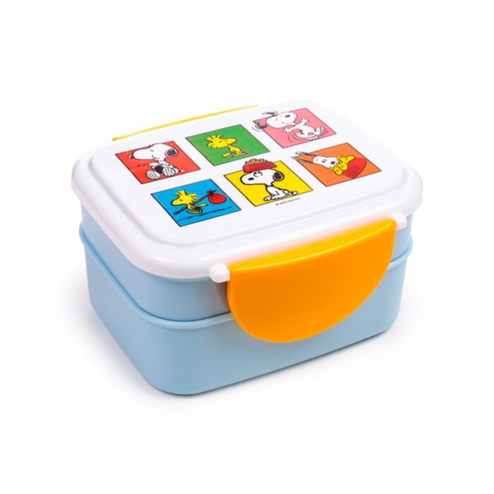Fiambrera Táper Bento con Cierre en Click y Cubiertos Peanuts Snoopy & Woodstock