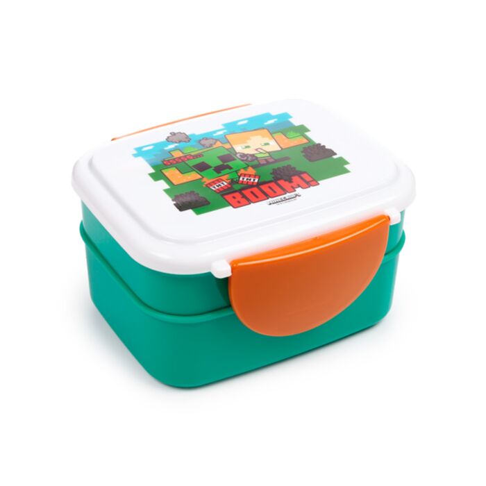 Fiambrera Táper Bento con Cierre en Click y Cubiertos Minecraft SSS