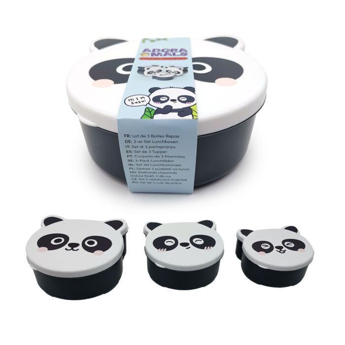 Set de 3 Fiambreras Táper  S/M/L  Panda Adoramals 