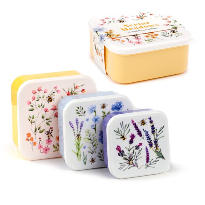 Set de 3 Fiambreras Táper Infantiles M/L/XL Abejas y Néctar