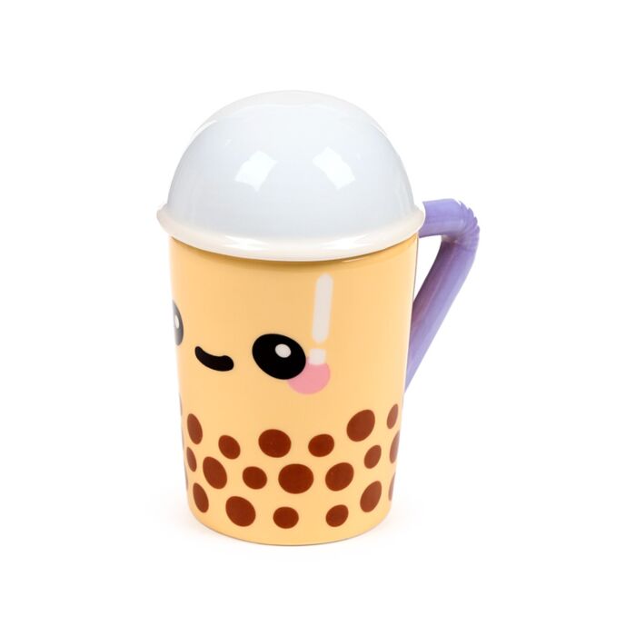 Taza de Cerámica con Tapa Foodiemals Boba Té con Burbujas