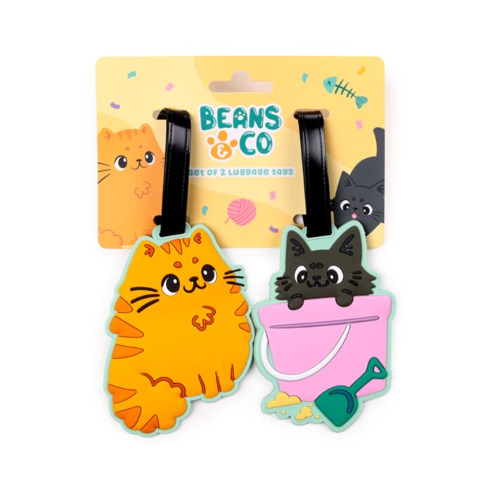 Set de 2 Etiquetas de Equipaje de PVC Gatos Beans & Co