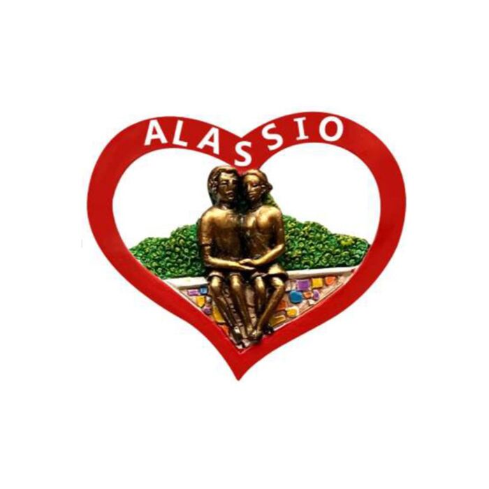 Imán Souvenir Alassio con corazón rojo