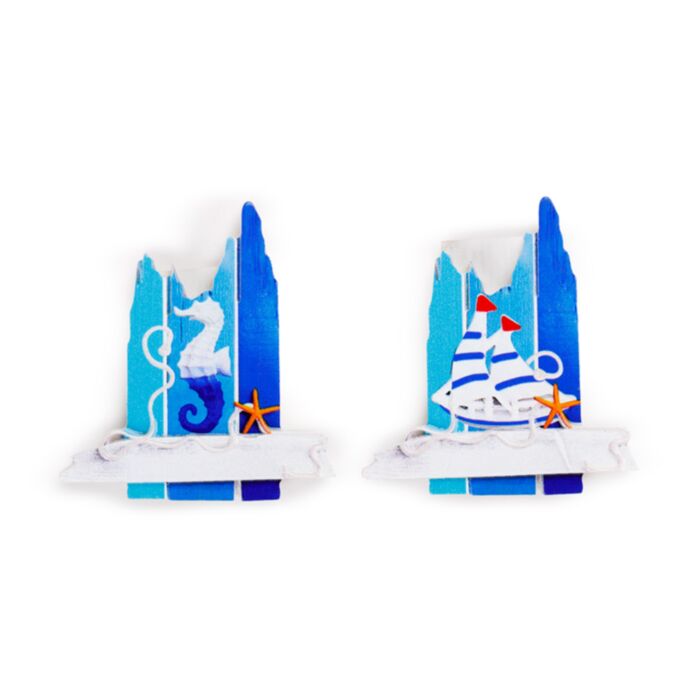 Imán de Souvenir de la Costa en forma de tablas de playa - Caballito de mar y barco