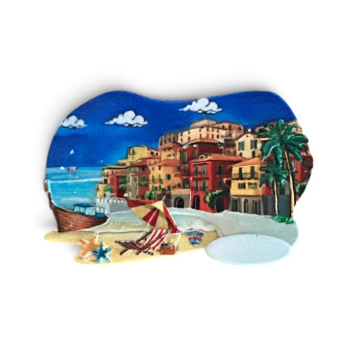 Imán de Souvenir de la Costa Escena de Playa de la Riviera