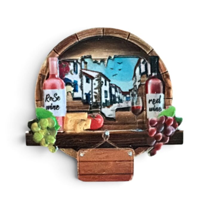 Imán de Souvenir de la Costa Vino y Queso 