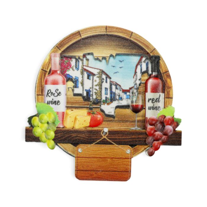 Imán de Souvenir de la Costa Vino y Queso 