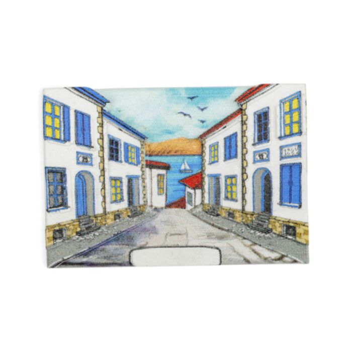 Imán de Souvenir de la Costa Calle con Casas Pintadas 