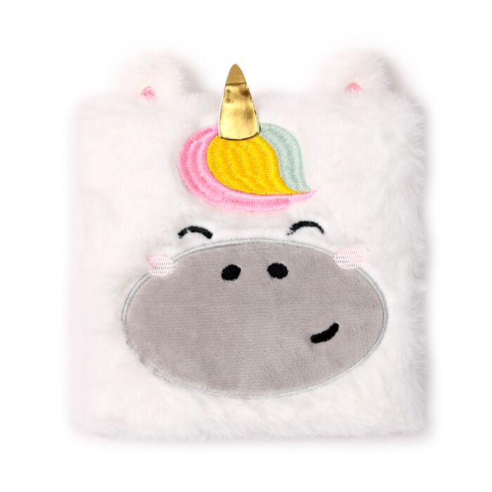 Libreta Peluda A5 a Rayas Unicornio Adoracorns