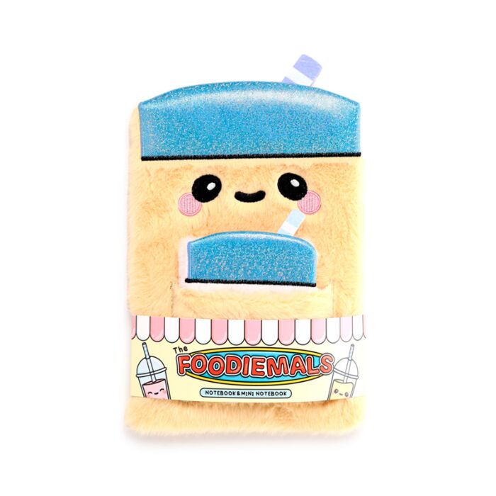 Libreta Peluda Té con Burbujas Foodiemals con Bolsa y Mini Libreta