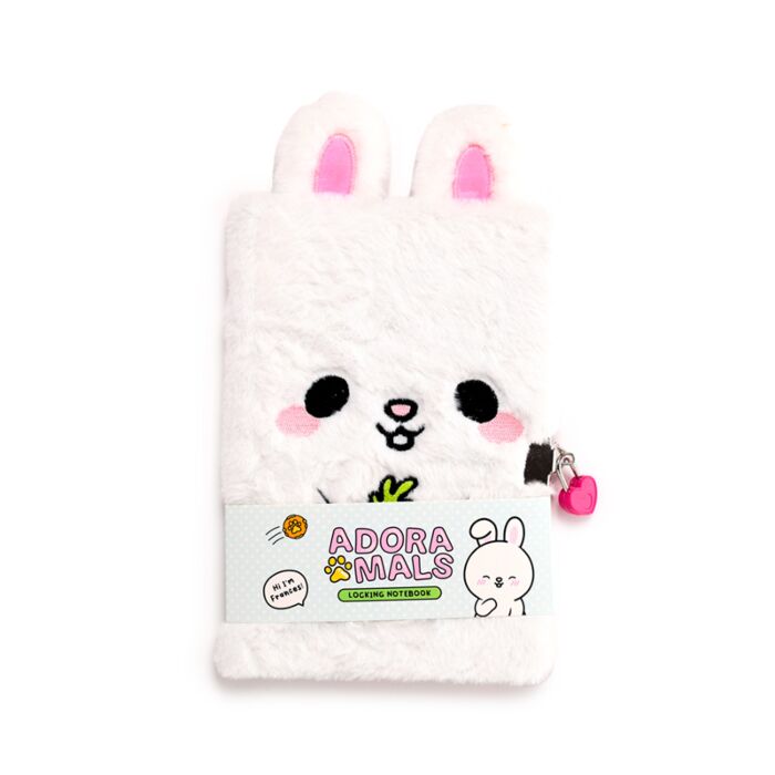 Libreta Peluda El Conejo Frances Adoramals con Cerradura, Candado y Llave