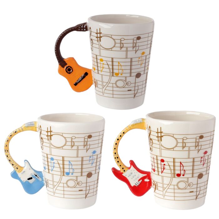 Taza de Cerámica Asa con Forma Guitarra y Música Ted Smith