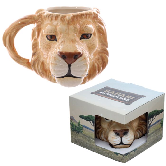 Taza de Cerámica 3D con Forma Cabeza de León
