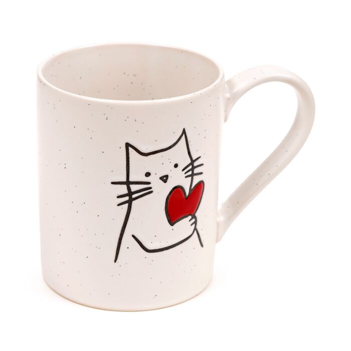 Taza de Gres con Gato y Corazón