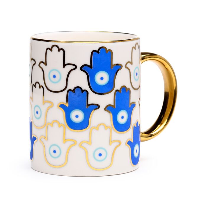 Taza de Porcelana Manos con Ojo Turco