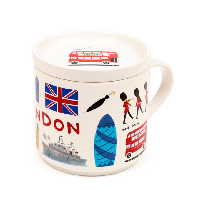 Taza de Porcelana y Posavasos Souvenir Londres 