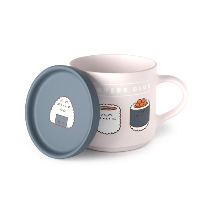 Taza de Porcelana y Posavasos Gato Pusheen Sushi Bar