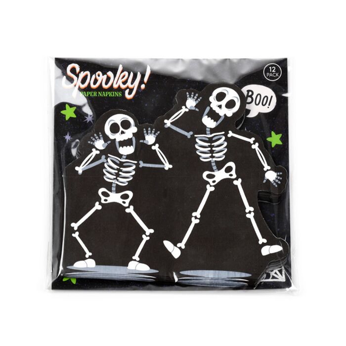 Paquete de 12 servilletas de Papel  Halloween Esqueleto