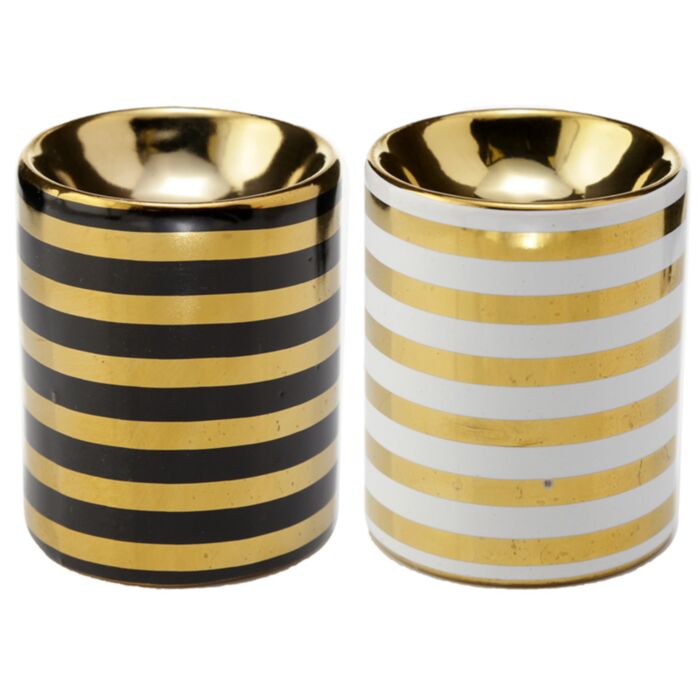 Quemador Mini de Aceite de Cerámica Rayas Doradas